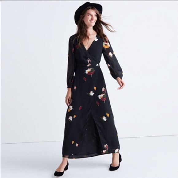 Madewell Dresses & Skirts - Madewell black painted floral maxi dress size 0